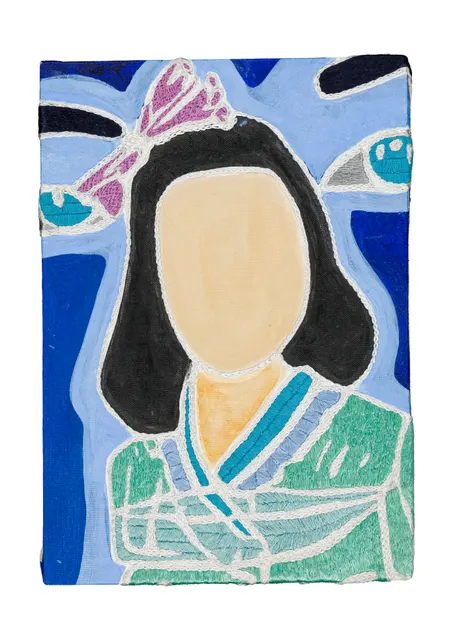 Studio Mogador 1947 - Prélude 2, 2025. Peinture et broderie sur coton. Margaux Derhy