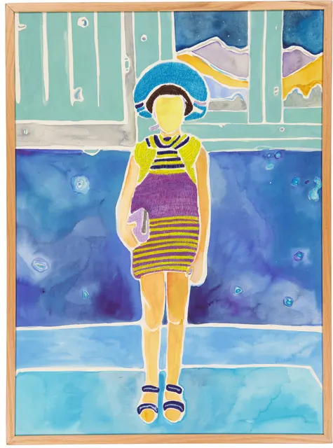 En Solitude 4, 2024. Aquarelle et broderie sur papier. Margaux Derhy