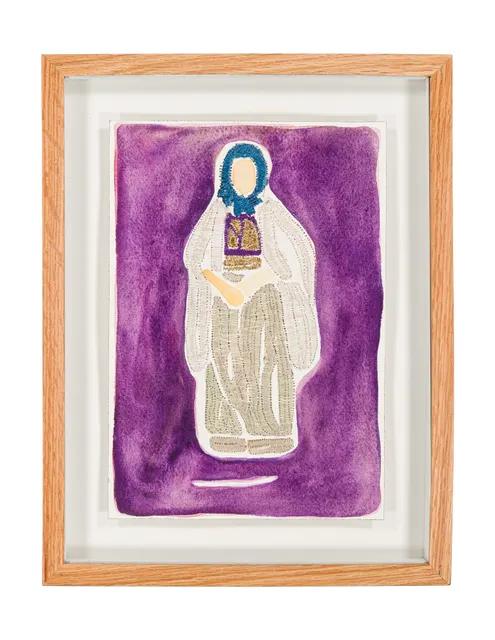 Mères Souveraines - dessin 3, 2025. Aquarelle et broderie sur papier. Margaux Derhy
