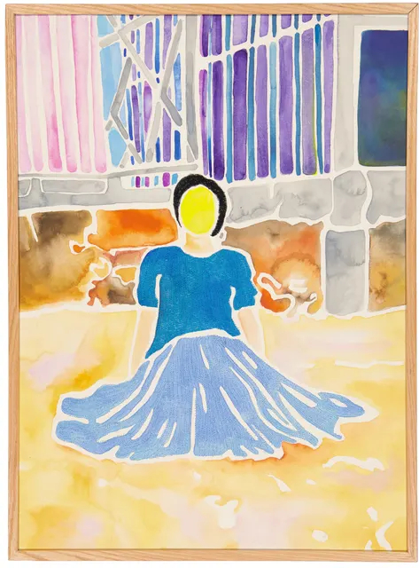 En Solitude 1, 2024. Aquarelle et broderie sur papier. Margaux Derhy