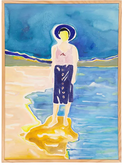 En Solitude 3, 2024. Aquarelle et broderie sur papier. Margaux Derhy
