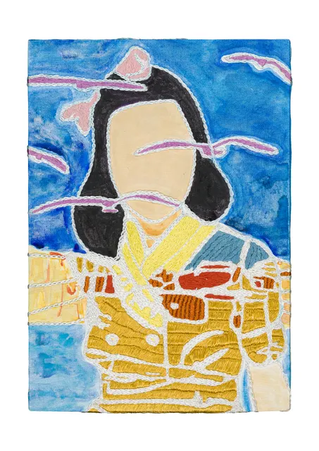 Studio Mogador 1947 - Prélude 3, 2025. Peinture et broderie sur coton. Margaux Derhy