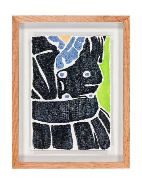Studio Mogador 1947 - Signe 2, 2025. Aquarelle et broderie sur papier Arches. Margaux Derhy