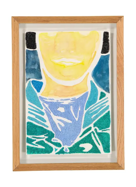 Tendres Boutons 5, 2024. Aquarelle et broderie sur papier Arches. Margaux Derhy