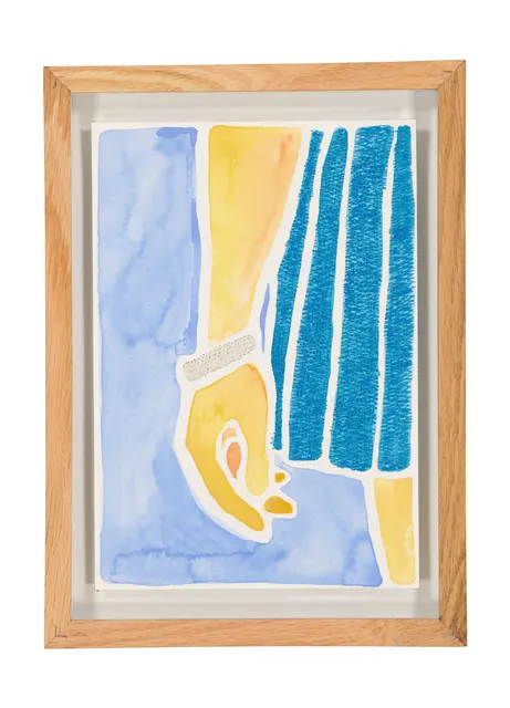 Tendres Boutons 7, 2024. Aquarelle et broderie sur papier Arches. Margaux Derhy