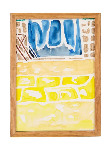 A mother's solace 6, 2024. Aquarelle, encre et broderie sur papier. Cadre en chêne sur mesure, verre musée anti‑UV et antireflet. Margaux Derhy
