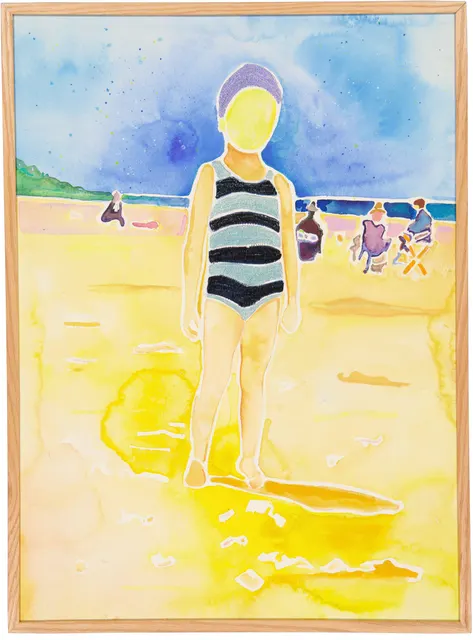 En Solitude 2, 2024. Aquarelle et broderie sur papier. Margaux Derhy