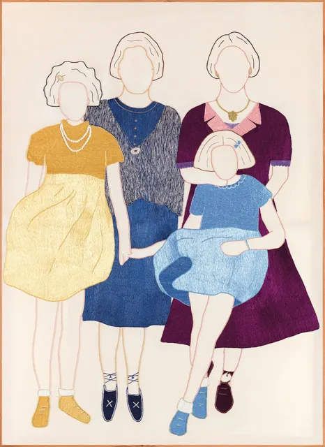 Les Invisibles 2, 2024. Broderie à la main au fil de sabra sur coton. Margaux Derhy
