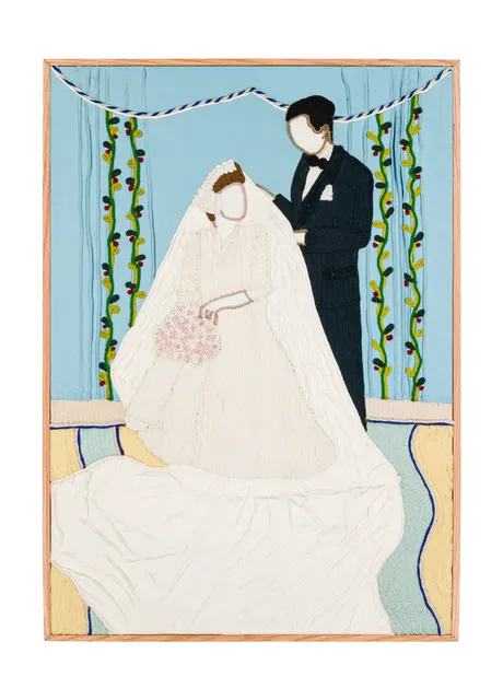 Archives de la tendresse masculine - De vous à moi, 2026. Passementerie sfiffa brodée à la main sur coton. Margaux Derhy
