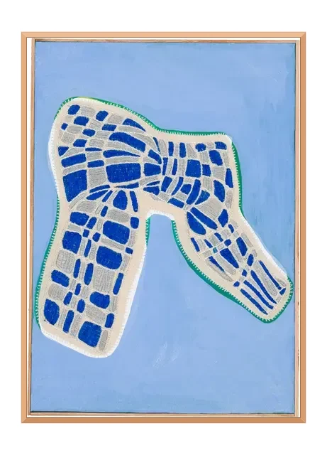 Studio Mogador 1947 - Dénouement 1, 2025. Peinture à l'huile et broderie sur coton cousu. Margaux Derhy
