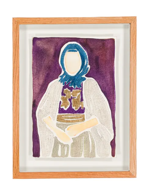 Mères Souveraines - dessin 1, 2025. Aquarelle et broderie sur papier. Margaux Derhy