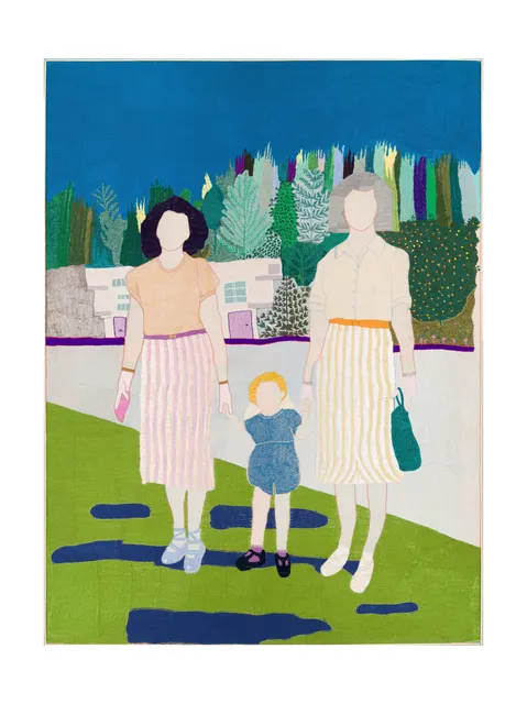 Peut-être à Casablanca, 2023. Broderie à la main sur lin. Margaux Derhy