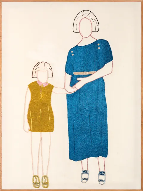Les Invisibles 5, 2024. Broderie à la main au fil de sabra sur coton. Margaux Derhy