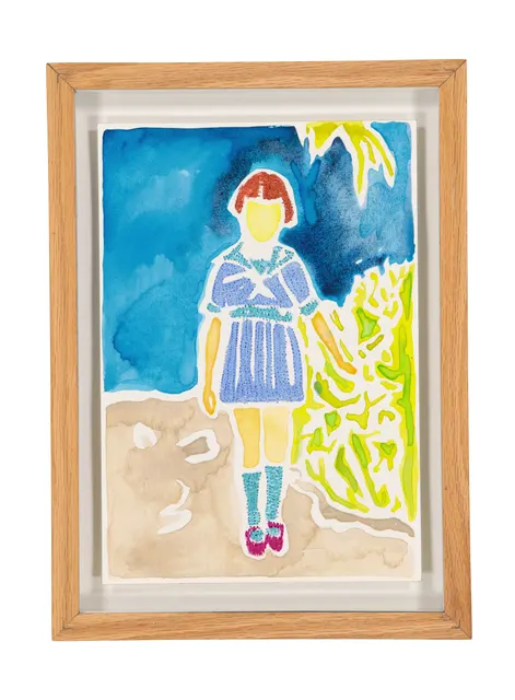 Tendres Boutons 6, 2024. Aquarelle et broderie sur papier Arches. Margaux Derhy