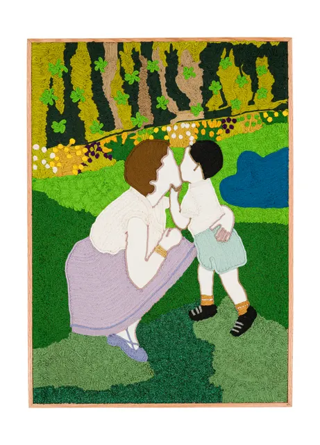 Archives de la tendresse masculine - De vous à moi 1, 2026. Passementerie sfiffa brodée à la main sur coton. Margaux Derhy